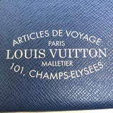LOUIS VUITTON business bag M30399 Taiga Leather blue Taiga Pochette Voyage MM mens Used Authentic