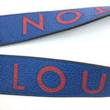 LOUIS VUITTON Shoulder strap J02389 Taurillon Clemence Leather Blue x red logo stitch unisex(Unisex) Used Authentic