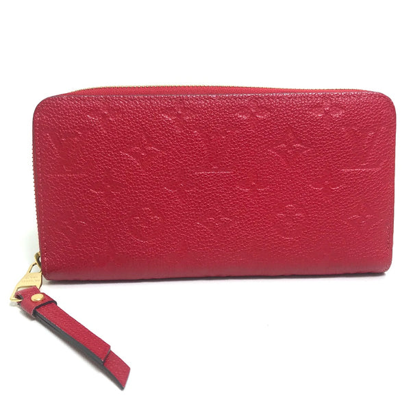 LOUIS VUITTON Long Wallet Purse M68571 Monogram Ann Platt Leather Red Monogram Ann Platt Zippy wallet Women Used Authentic