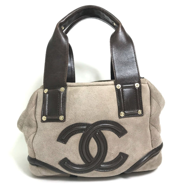 CHANEL Tote Bag bag handbag CC COCO Mark Half Matelasse Mouton, Leather Brown Women Used Authentic