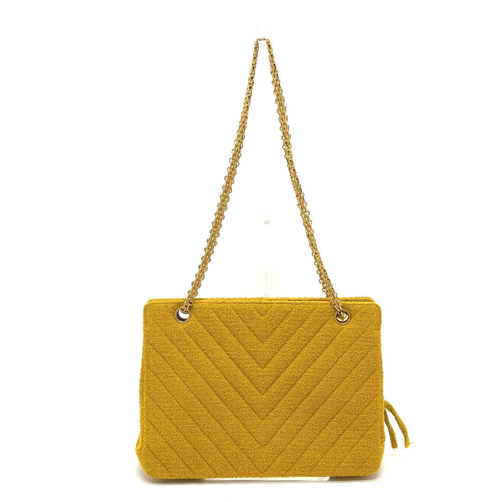 CHANEL Shoulder Bag pile Mustard type Comes with a clasp pouch Vstitch Chevron