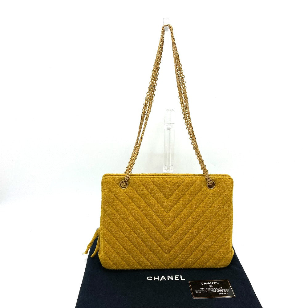 CHANEL Shoulder Bag pile Mustard type Comes with a clasp pouch Vstitch Chevron