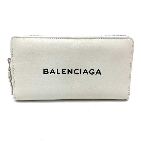 BALENCIAGA Long Wallet Purse Zip Around logo Everyday EVERYDAY leather 490625 white unisex(Unisex) Used Authentic