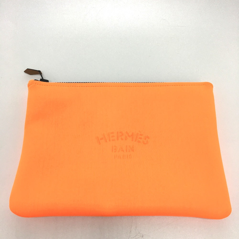 HERMES Clutch bag polyamide Orange accessory case Truth Flat MM Women Used Authentic