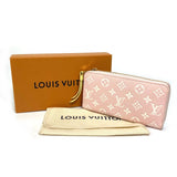 LOUIS VUITTON Long Wallet Purse M81279 Monogram Ann Platt Leather Pink x beige x yellow Monogram Ann Platt Zippy wallet Women Used Authentic
