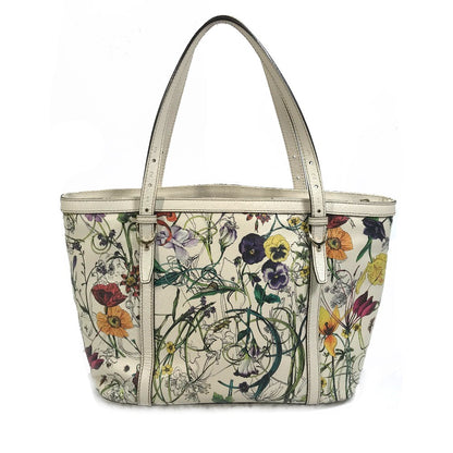 GUCCI Tote Bag 336776 leather Ivorytype Flora Floral Gucci Nice Tote Bag Women Used Authentic