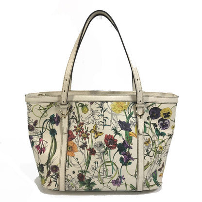 GUCCI Tote Bag 336776 leather Ivorytype Flora Floral Gucci Nice Tote Bag Women Used Authentic