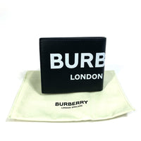 BURBERRY Folded wallet Bill Compartment logo Wallet leather 8013919 black mens Used Authentic