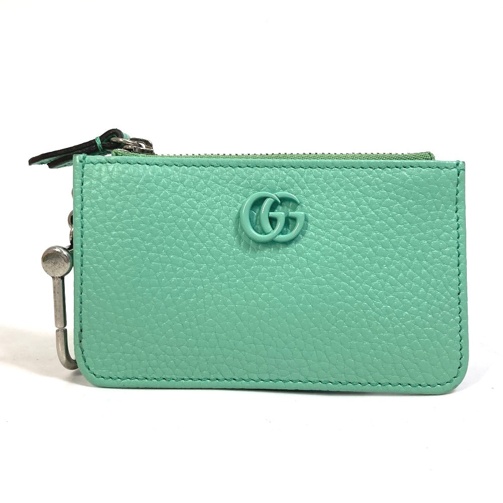 GUCCI Coin case 701070 leather Green type GG Marmont Women Used Authentic