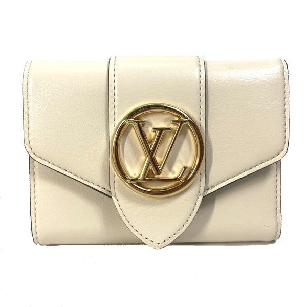 LOUIS VUITTON Trifold wallet M69176 leather white Portefeuille・LV Pont Neuf Women Used Authentic
