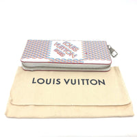 LOUIS VUITTON Long Wallet Purse M81403 leather white damier spray Zippy Wallet Vertical Women Used Authentic