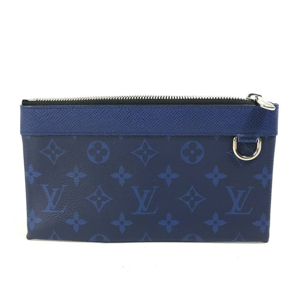 LOUIS VUITTON Pouch clutch bag accessory pouch Taigalama Pochette Discovery PM Leather/Tigarama M30278 blue mens Used Authentic