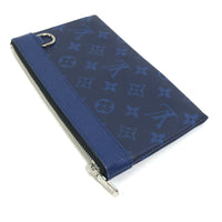LOUIS VUITTON Pouch M30278 Leather/Tigarama blue Taigalama Pochette Discovery PM mens Used Authentic