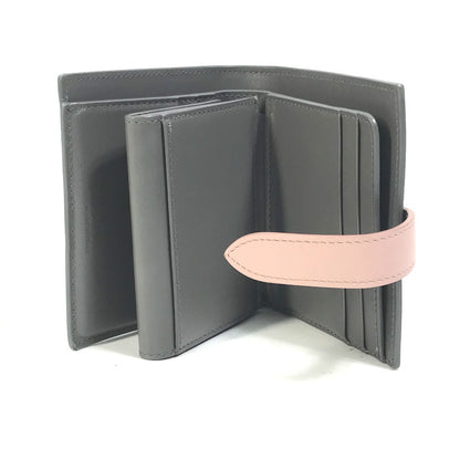 CELINE Trifold wallet 10H263BRU.10GV leather Gray x pink By color Small strap wallet Women Used Authentic