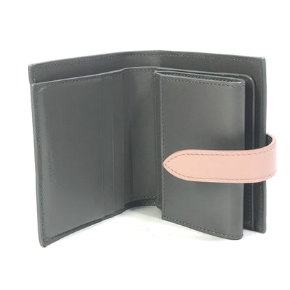 CELINE Trifold wallet 10H263BRU.10GV leather Gray x pink By color Small strap wallet Women Used Authentic