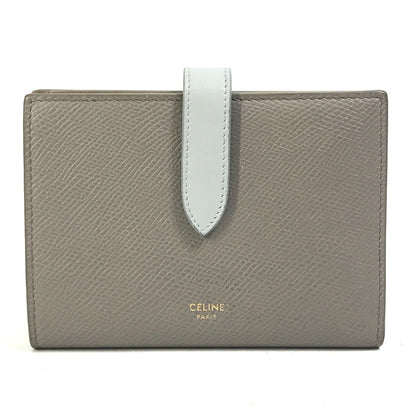 CELINE Trifold wallet 10B643BRU.10PI leather Gray x light blue By color Medium strap wallet Women Used Authentic