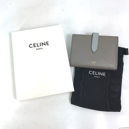 CELINE Trifold wallet 10B643BRU.10PI leather Gray x light blue By color Medium strap wallet Women Used Authentic