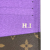 LOUIS VUITTON Long Wallet Purse M81538 Monogram macacer canvas Brown x purple Monogram macacer Portefeuille BrazzaNM mens Used Authentic
