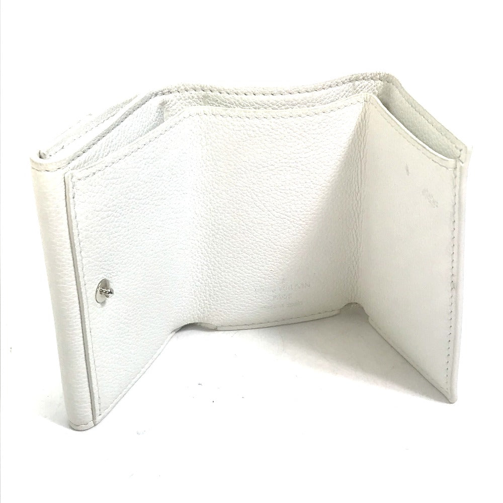 LOUIS VUITTON Trifold wallet M68482 leather white Portefeuille lock mini Women Used Authentic