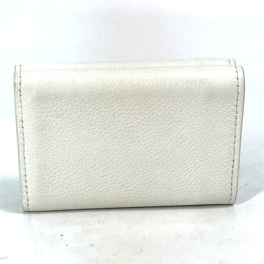 LOUIS VUITTON Trifold wallet M68482 leather white Portefeuille lock mini Women Used Authentic