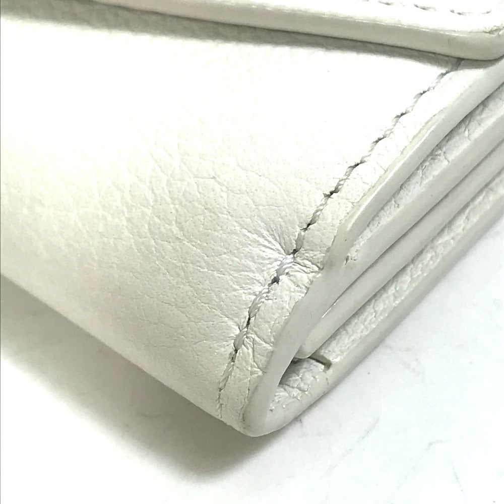 LOUIS VUITTON Trifold wallet M68482 leather white Portefeuille lock mini Women Used Authentic