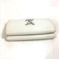 LOUIS VUITTON Trifold wallet M68482 leather white Portefeuille lock mini Women Used Authentic
