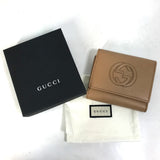 GUCCI Trifold wallet Wallet Interlocking G Compact wallet leather 598207 beige Women Used Authentic