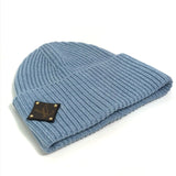 LOUIS VUITTON Knit cap M76710 wool blue Monogram Bonnet LV mens Used Authentic