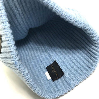 LOUIS VUITTON Knit hat M76710 wool blue Monogram Bonnet LV mens Used Authentic