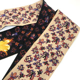 LOUIS VUITTON scarf M76433 silk Beige x black Monogram Bando Rendezvous Women Used Authentic