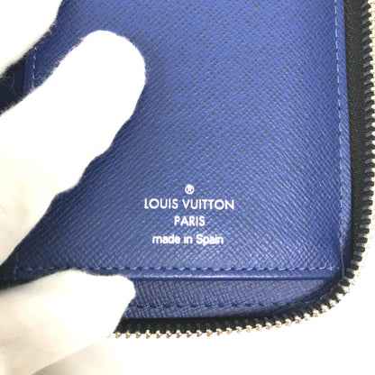 LOUIS VUITTON Long Wallet Purse M30447 Leather/Tigarama blue Taigalama Zippy Wallet Vertical mens Used Authentic