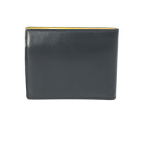 FENDI Folded wallet Wallet logo leather 7M0001 Black x yellow mens Used Authentic
