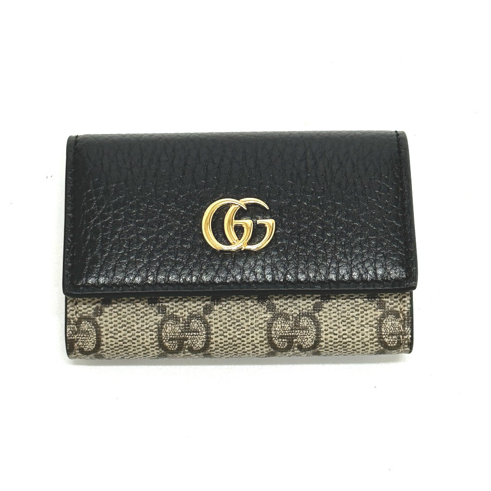 GUCCI GG on sale Monogram Logo 4 Hooks Black Key Holder Wallet Case Canvas Leather Italy