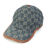 GUCCI cap hat cap baseball denim GG logo GG canvas 656206 Navy unisex(Unisex) Used Authentic