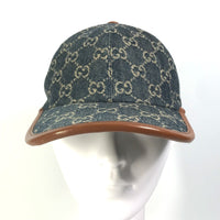 GUCCI cap hat cap baseball denim GG logo GG canvas 656206 Navy unisex(Unisex) Used Authentic