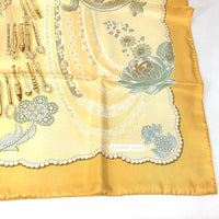 HERMES scarf silk yellow Doigts de Fee Fairy finger Women Used Authentic