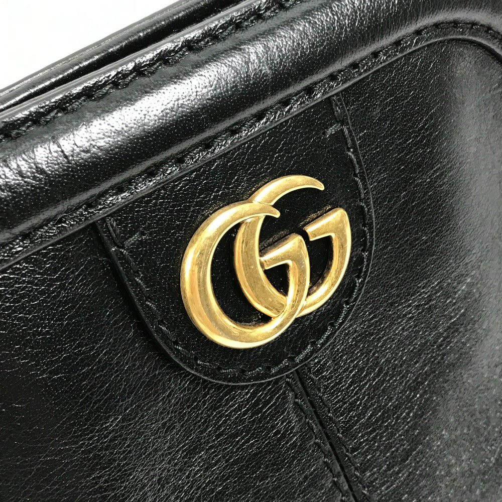 GUCCI Shoulder Bag 524620 leather black GG Marmont Liber Tiger Cat Head Women Used Authentic