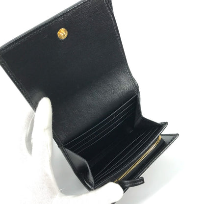 GUCCI Folded wallet 621891 leather black Horsebit Women Used Authentic