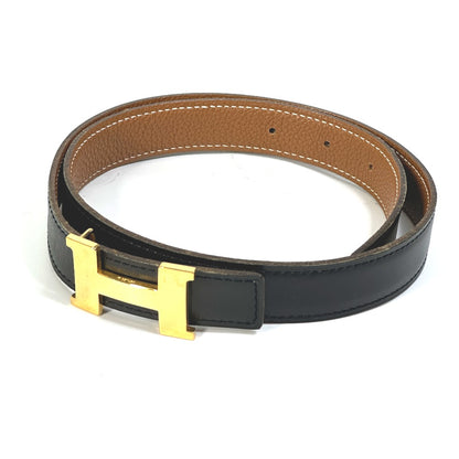 HERMES belt Boxcalf, Togo Black / brown H belt Constance Women 65 Used Authentic