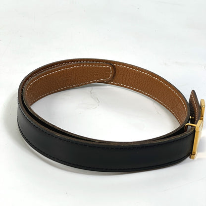 HERMES belt Boxcalf, Togo Black / brown H belt Constance Women 65 Used Authentic