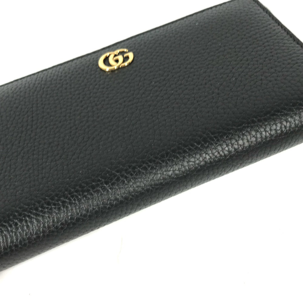 GUCCI Long Wallet Purse 739499 leather Navy GG Marmont Bamboo Zip Around Women Used Authentic