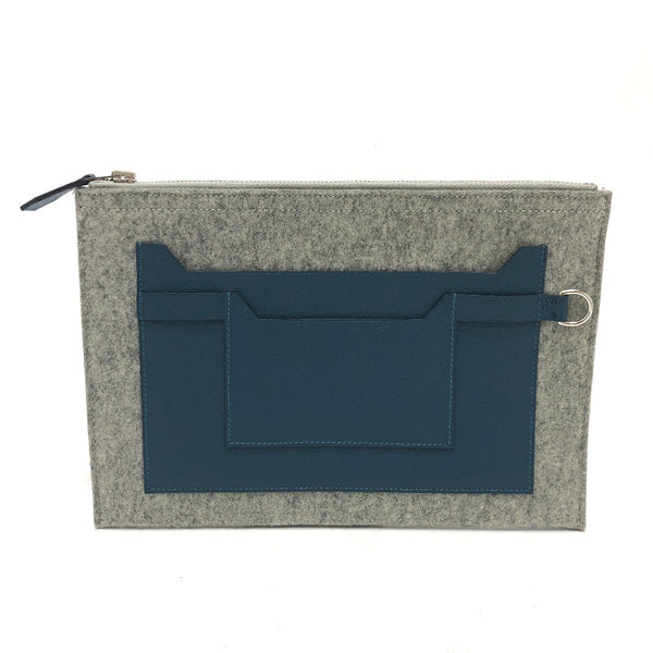 HERMES Clutch bag Bag Toudou 29 Felt / Epsom gray mens Used Authentic