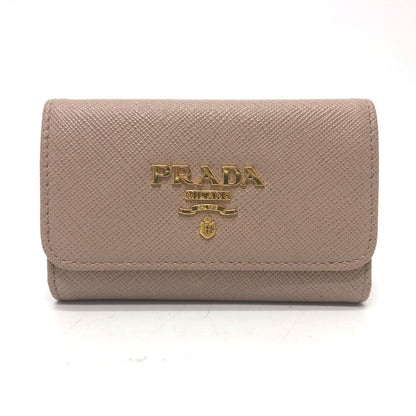 PRADA Key case Key holder  1PG004 saffiano leather pink logo 4 key rings Women Used Authentic