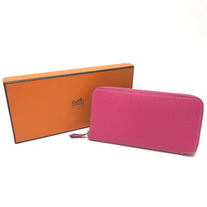 HERMES Long Wallet Purse Epsom pink Azap long silk in Women Used Authentic