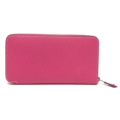 HERMES Long Wallet Purse Epsom pink Azap long silk in Women Used Authentic