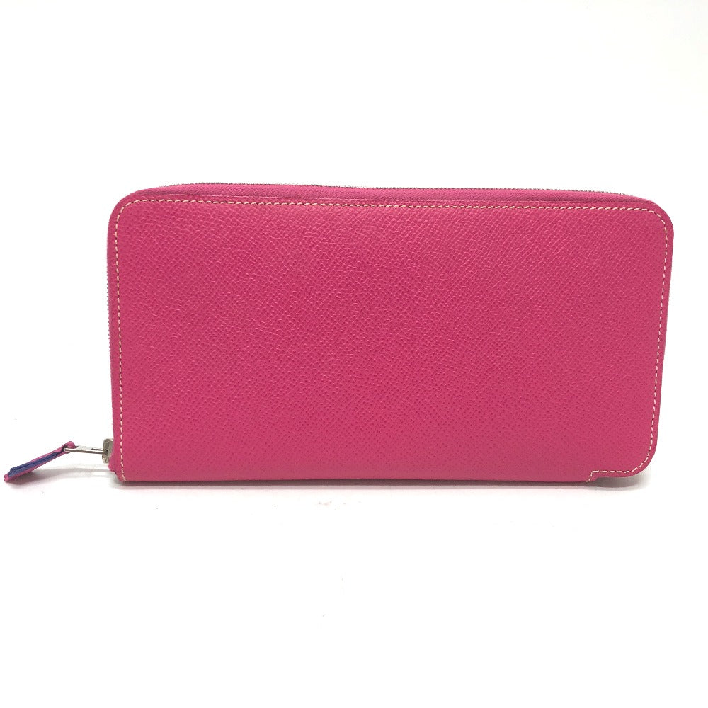 HERMES Long Wallet Purse Epsom pink Azap long silk in Women Used Authentic