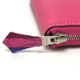 HERMES Long Wallet Purse Zip Around Azap long silk in Epsom pink Women Used Authentic