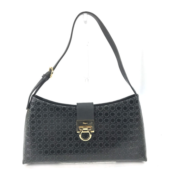 Salvatore Ferragamo Handbag bag one belt Gancini Shoulder leather black Women Used Authentic