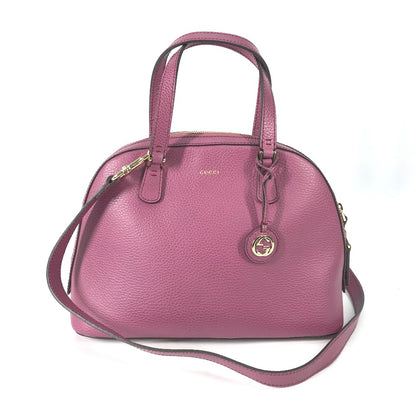 GUCCI Handbag 388560 leather Purple type logo Lady dollar Women Used Authentic