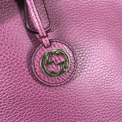 GUCCI Handbag 388560 leather Purple type logo Lady dollar Women Used Authentic